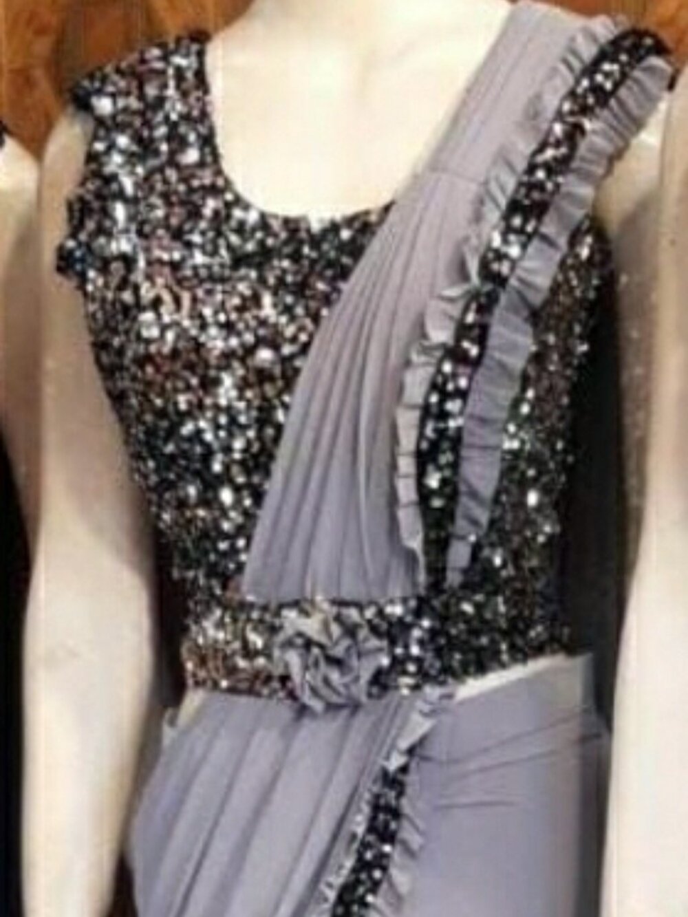 Gorgeous Gray Ready made saree with blouse
